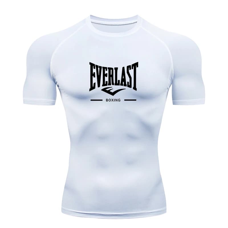 New men's running tight-fitting T-shirt, short-sleeved gym sportswear, fitness shirt, men's jogging sportswear