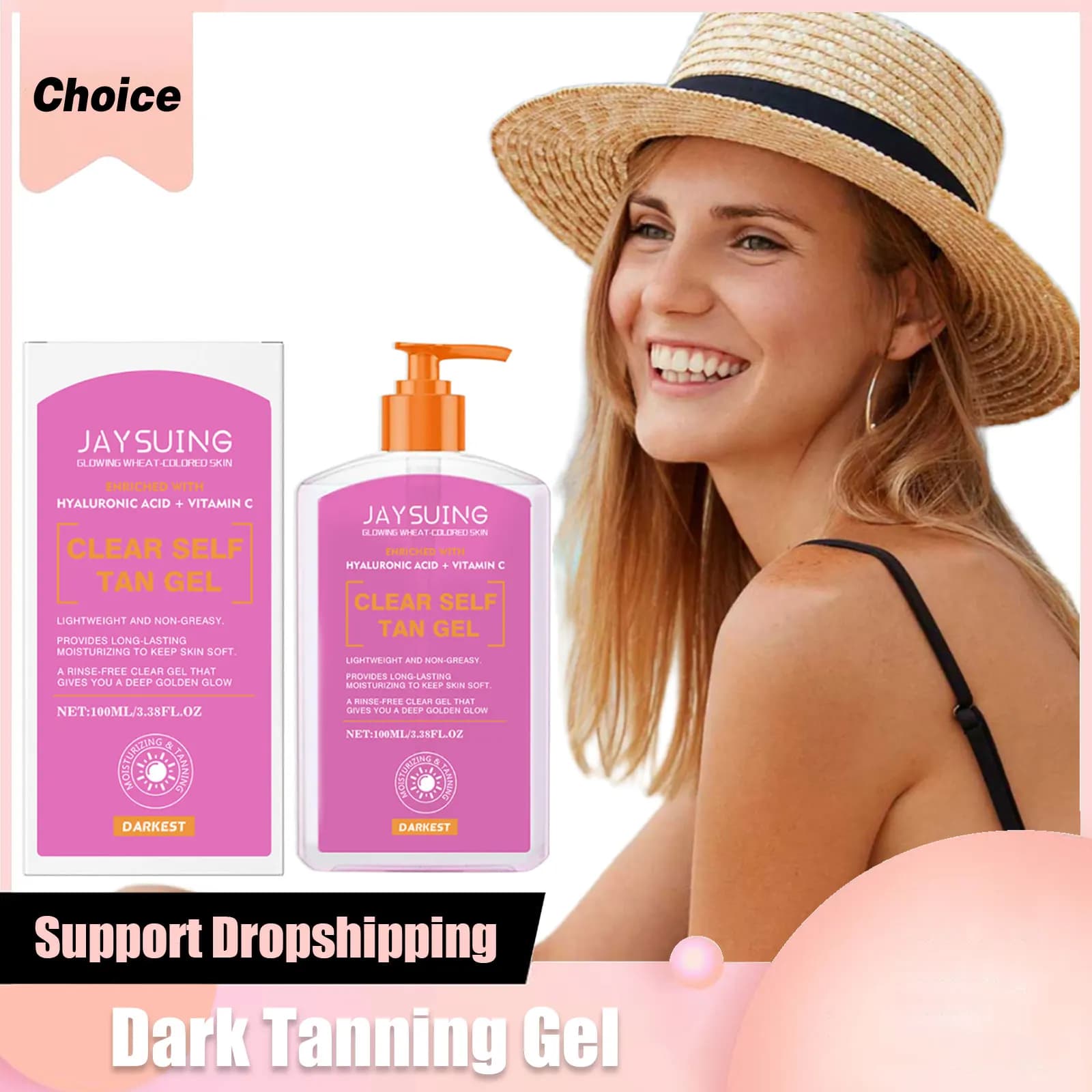 Self Tanner Gel Summer Face Body Bronzer Vitamin C Intensifier Tanning Oil Fast Dark Outdoor Tan Accelerating Moisturizing Cream