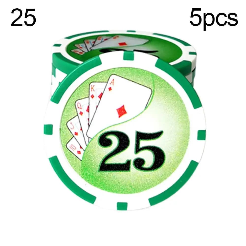 5 pezzi di forniture da golf assorbibili, tappo per attrezzi, chip con clip, indicatore di posizione della pallina da golf, indicatore di golf, chip con marchio da golf