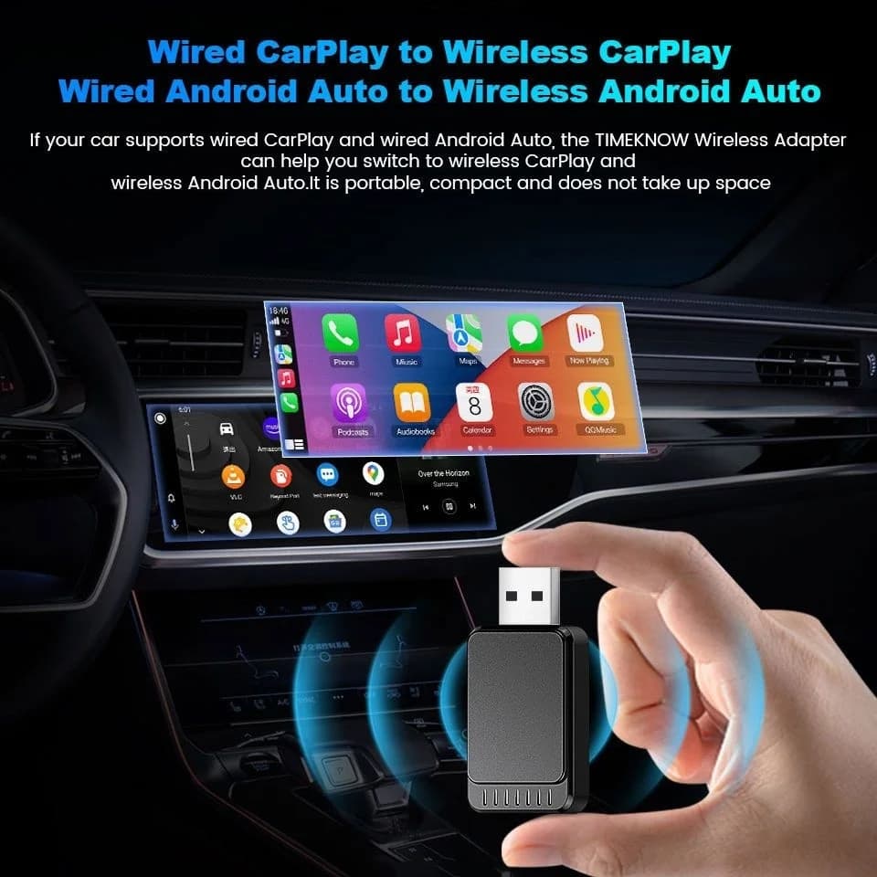 Smart Ai Box Wireless Carplay Android, Car Adapter with Android Support, Plug-and-play USB Connection, Insert CarPlay Box