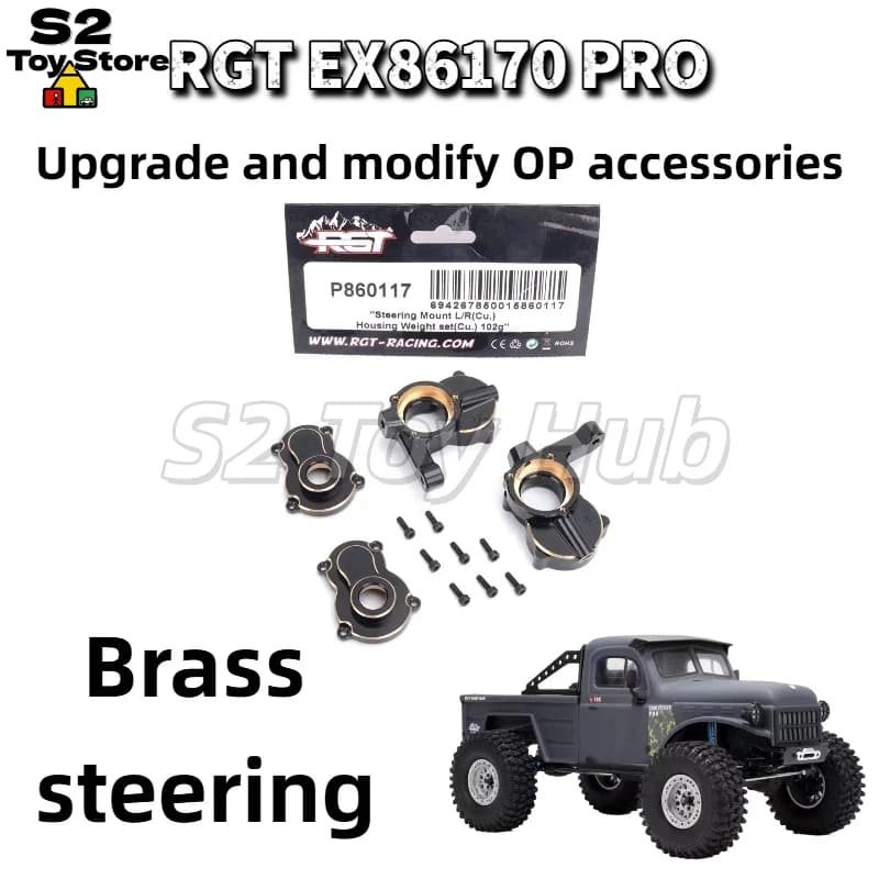 Steering support in Brass RGT L/R 102G Upgrade OP Parts P860117 for RGT EX86170 RC Crawler - Set Pesi for Housing Reinforced steering