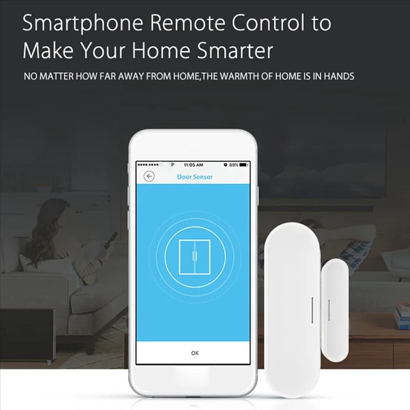Tuya Smart Door Window Sensor Wifi Smart Home Rilevatori di porte wireless USB Apri/Chiudi APP Allarme remoto