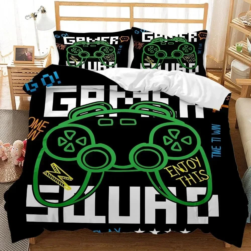 Set di Biancheria da Letto per Gamer, Decorazione per Camera da Gioco, Copripiumino per Adolescenti, Videogiochi, Misure Twin, Queen, King, in Poliestere