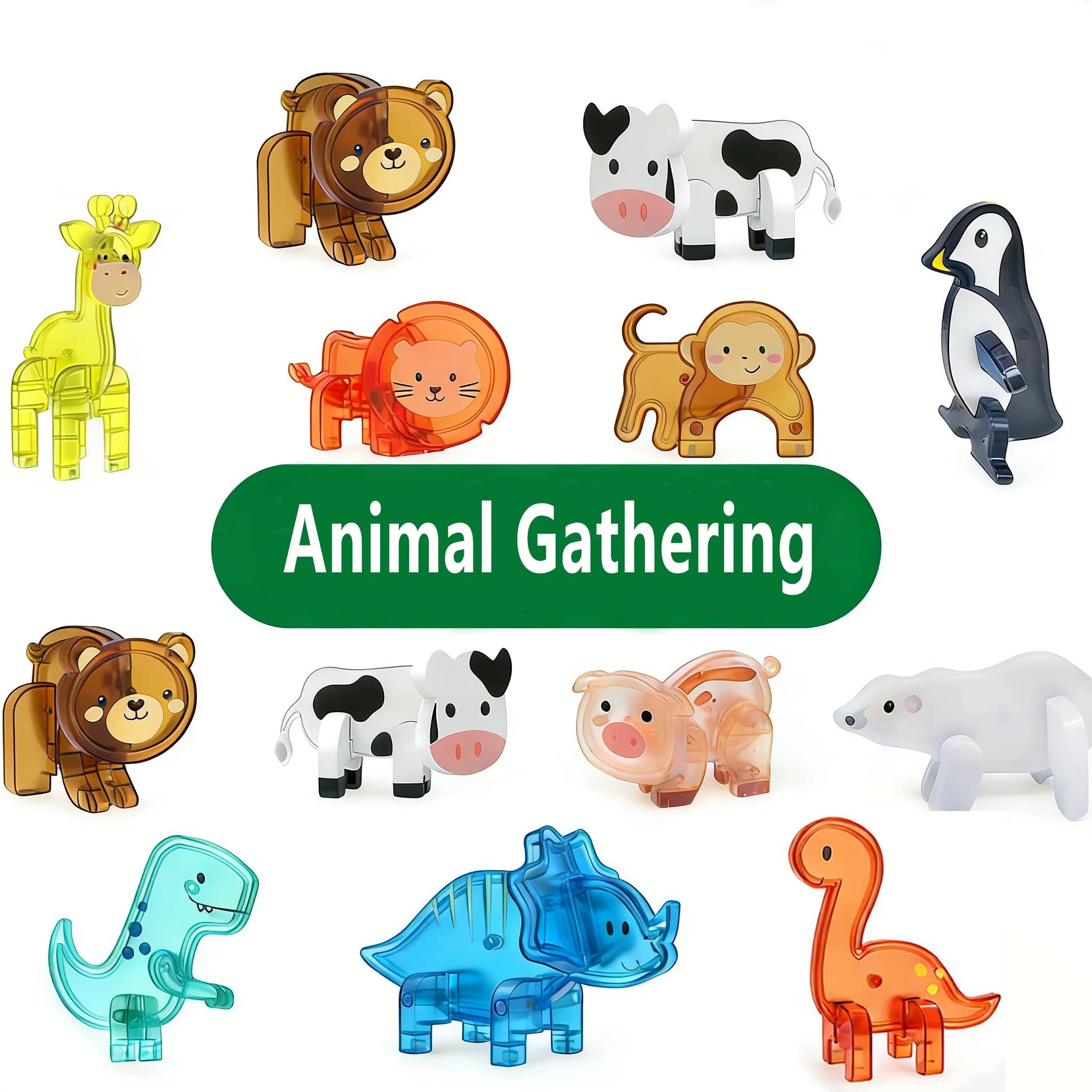Magnetic Tile Toy Accessories, Small Animals, Children's Puzzle Puzzle Collage, Suitable for Birthday and Holiday Gifts