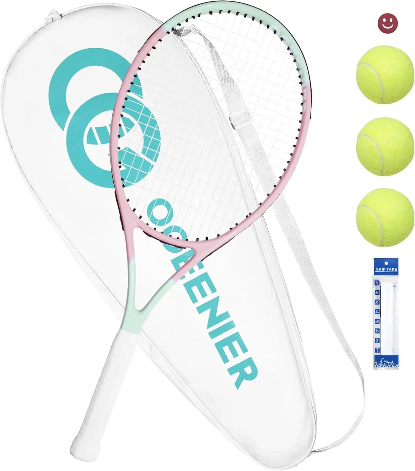 Set Racchetta da Tennis per Adulti 27 Pollici per Principianti, Leggera con Borsa e Palline