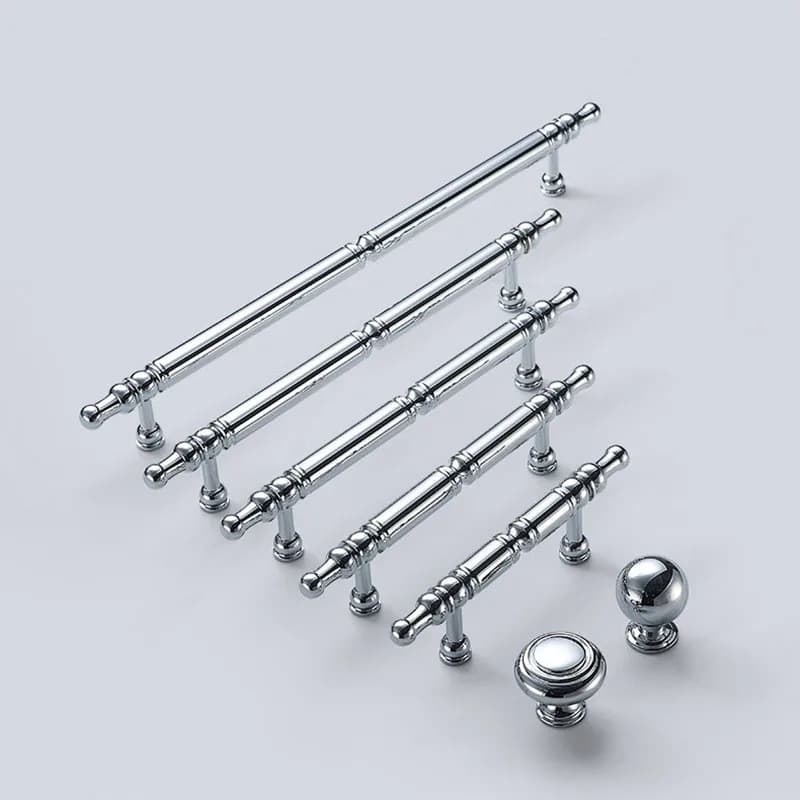 Chrome Brass Cabinet Handles European Polished Silver Furniture Knobs Wardrobe Pull Bar Drawer Knob Handle