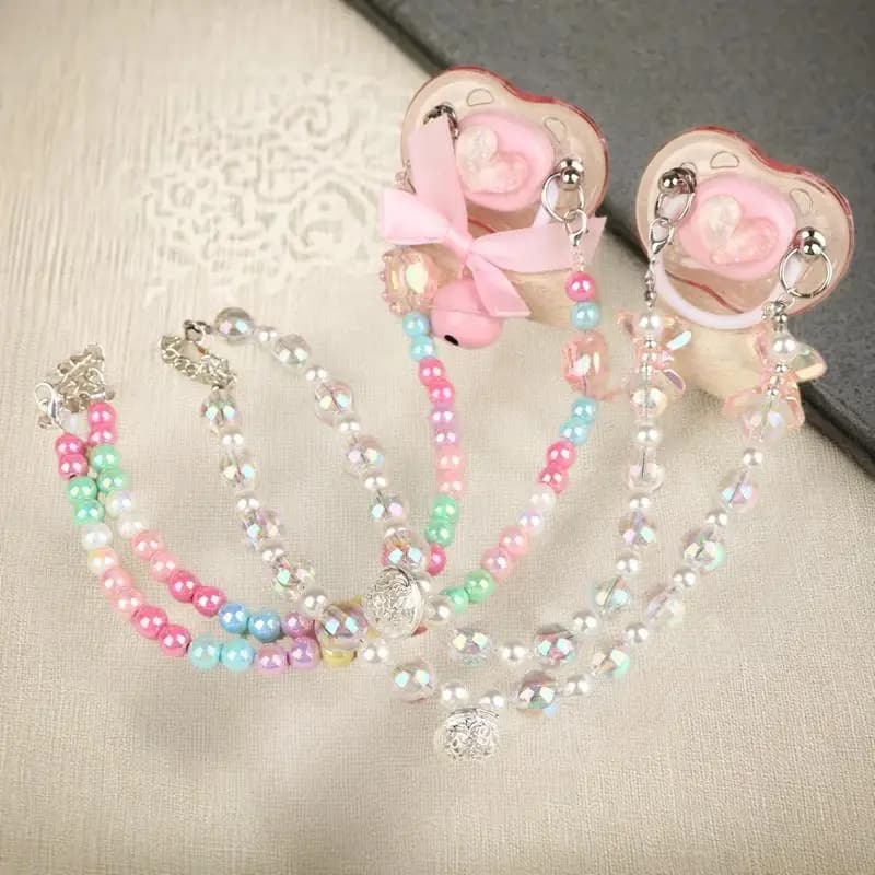 Sweet Beads Chain Pacifier Gag Collar Couple Toy Soft Silicone High-end Adult Pacifier Creating An Exclusive Luxury Leisure Time