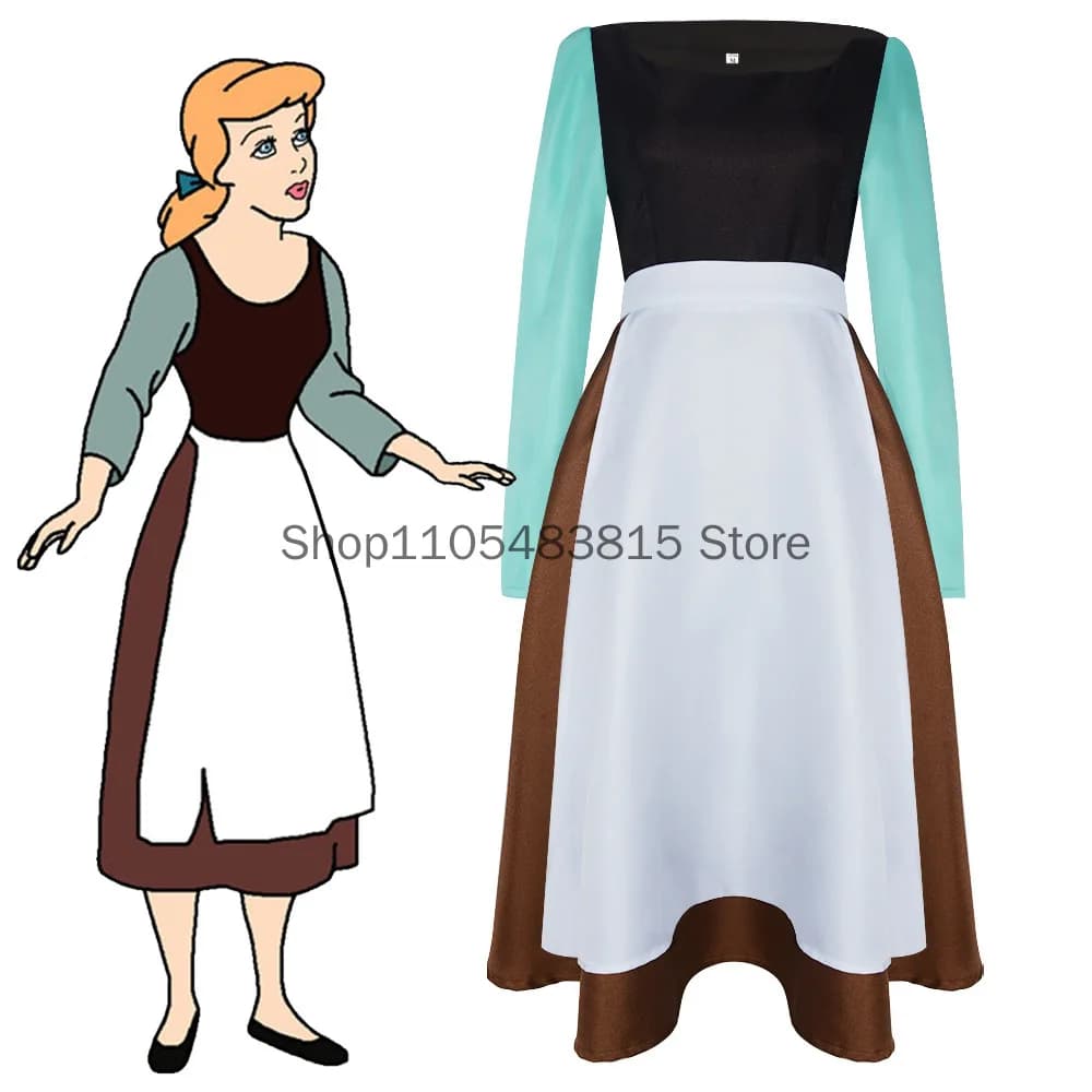 Abito da cameriera medievale, costume da Cenerentola, cosplay, abito per spettacoli di Halloween