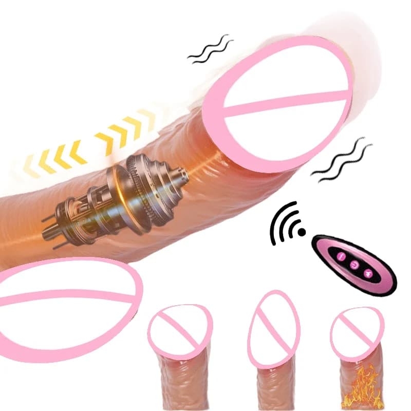 Giocattoli realistici del sesso del vibratore del dildo di spinta per le donne che ruotano il dildo anale che riscalda il dildo gigante 5 telescopico e 7 modalità di vibrazione