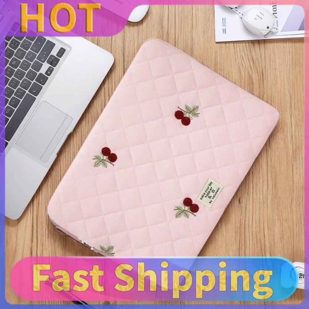 Custodia Protettiva Imbottita per Laptop da 11 Pollici con Motivo a Ciliegie per Donne, Adatta per MacBook e iPad
