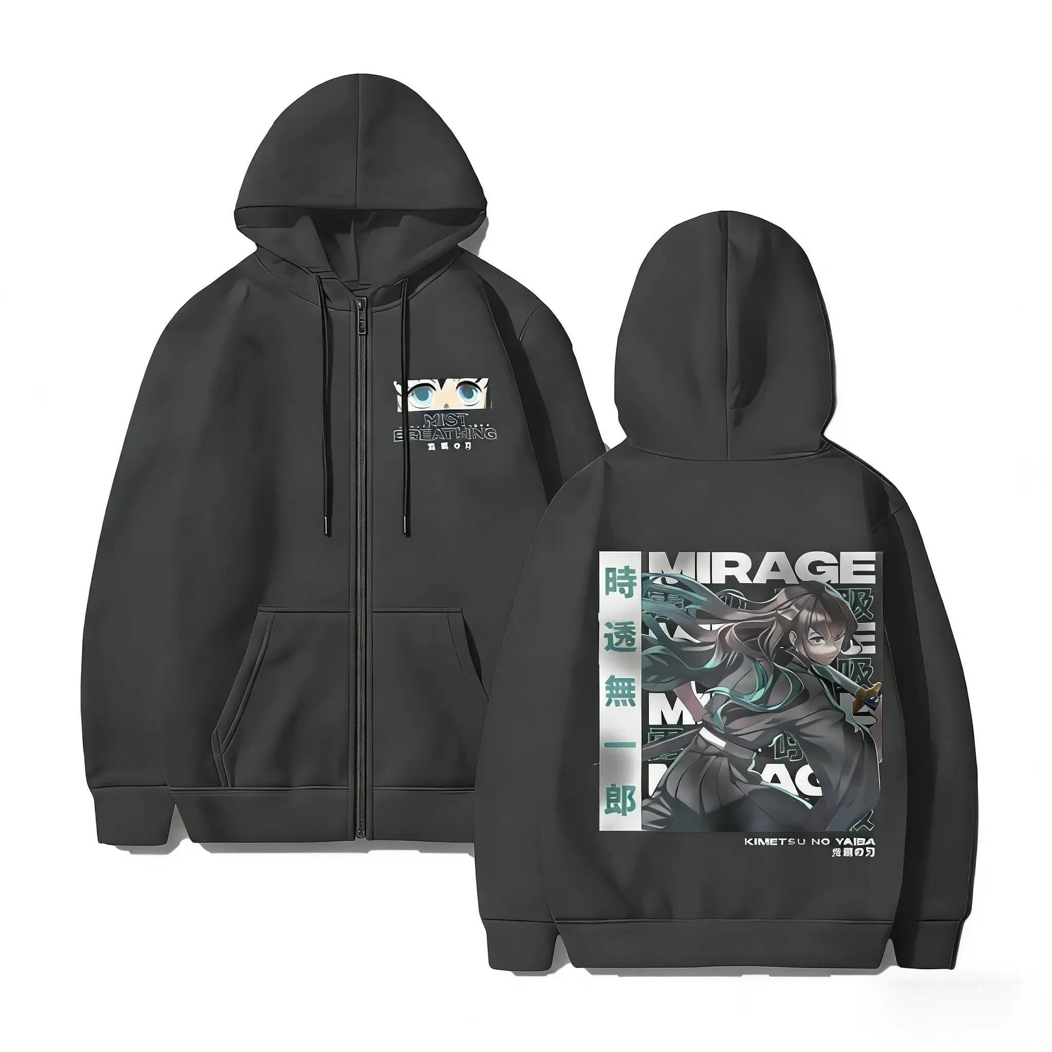 Demon Slayer Muichiro Tokito Felpa con cappuccio Uomo Donna Anime Felpa con zip 2026 Inverno Streetwear Cosplay Giacca casual Manica lunga
