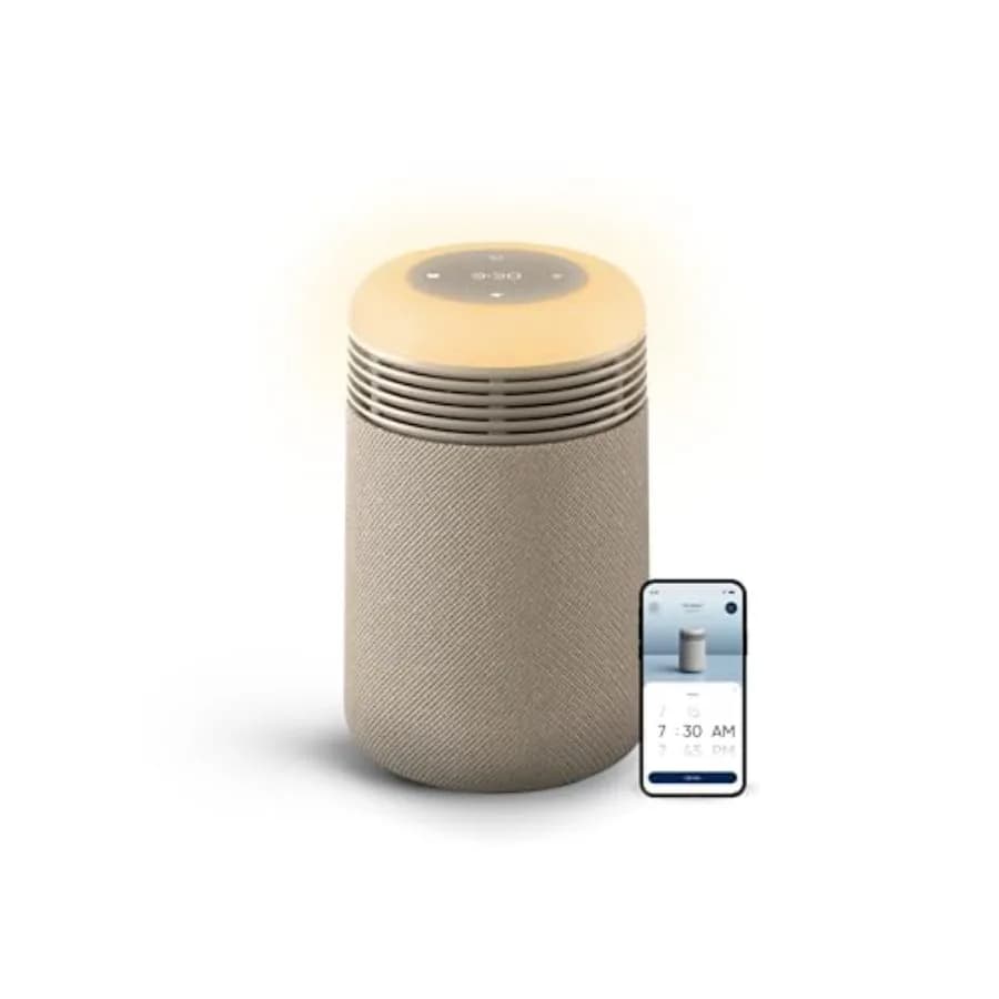 Purificatore d'aria per camera da letto - Mini Restful - Orologio con luce alba e filtrazione HEPASilent - Purifica l'aria e favorisce la circolazione
