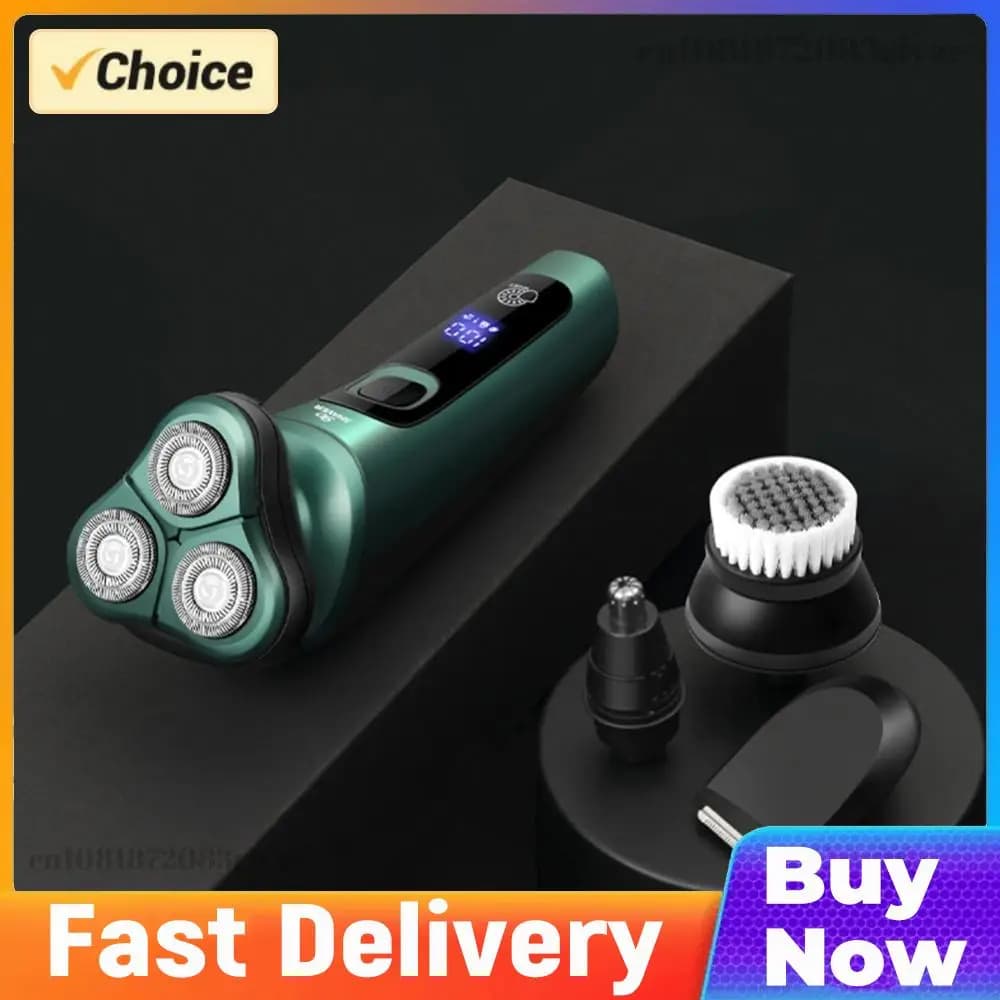 Electric Razor Rechargeable by Man, Waterproof, Hinder, Wireless, Washable, for Face and Barba, Razor for Car and Home