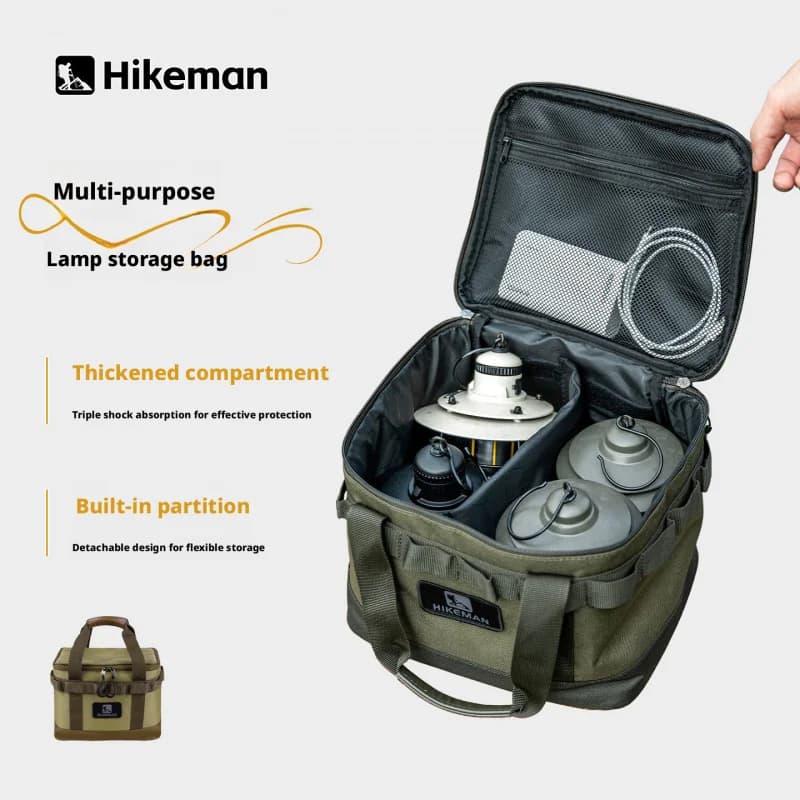 Borsa portaoggetti Hikeman, accessorio portatile da campeggio, borsa protettiva per illuminazione, borsa antiurto per fornello e bombola del gas