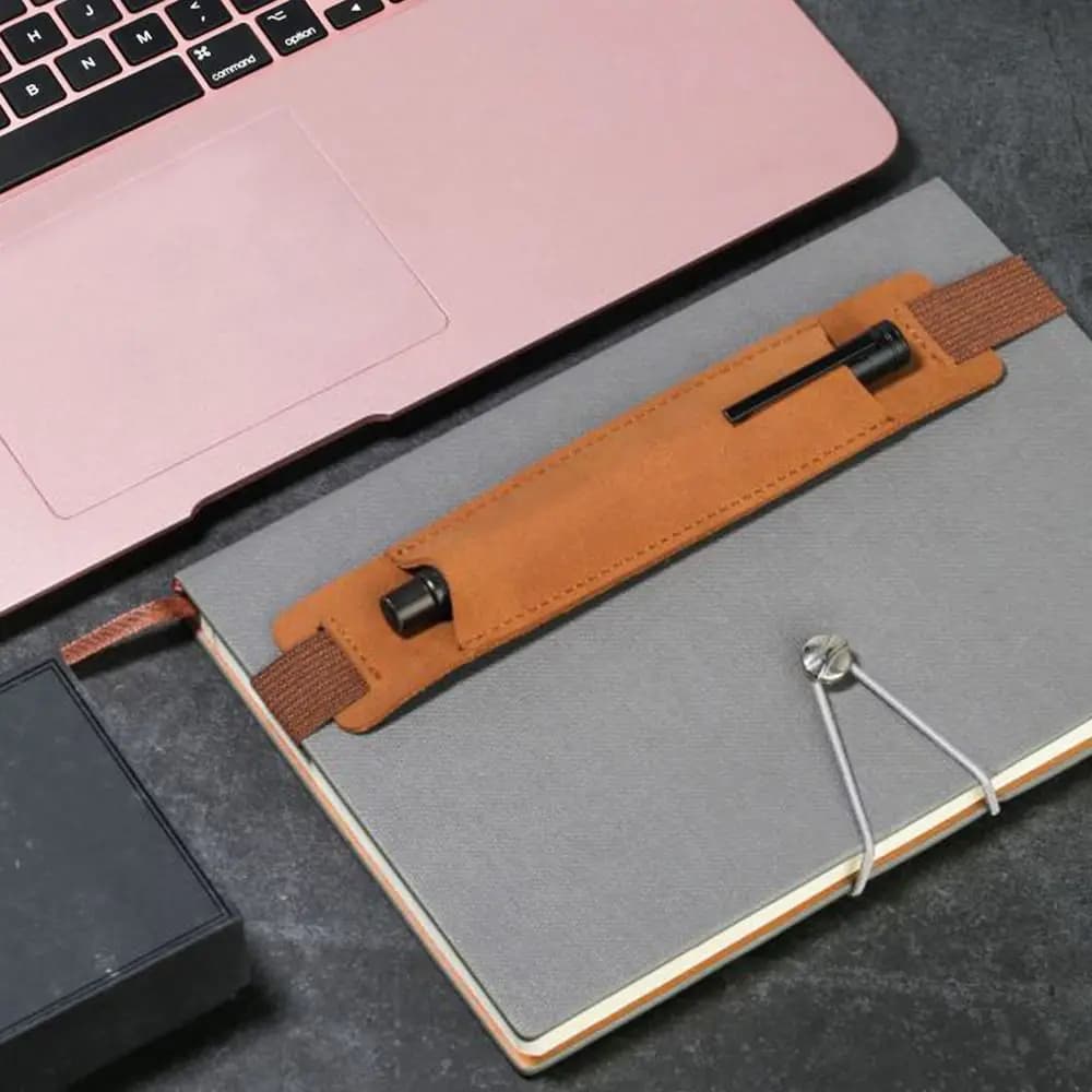 Astuccio per matite in pelle Vintage Pu quaderno per libri Clip per penna con elastico portapenne portatile per riunioni d'ufficio