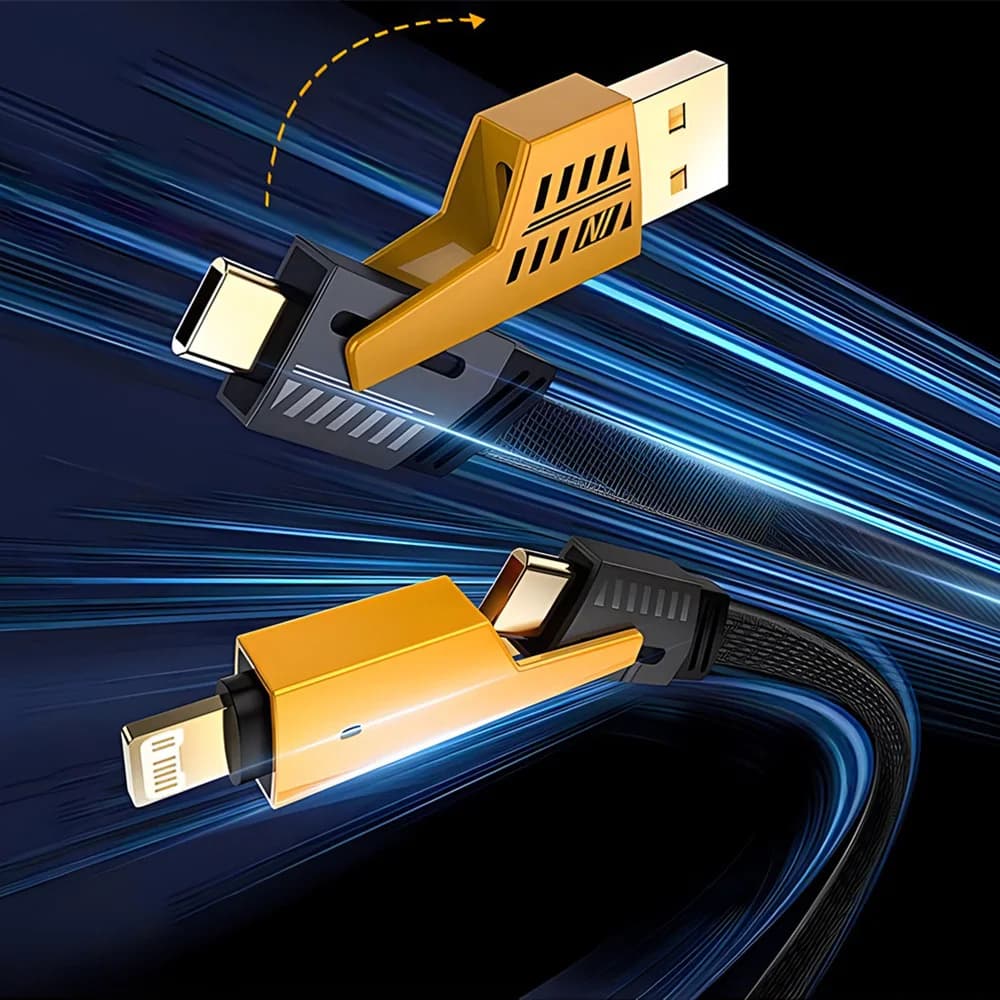 USB-C 4 in 1 Quick Charging Cable from 65 W - Multifunction Data Cable for iPhone Samsung Xiaomi - Quick Charging
