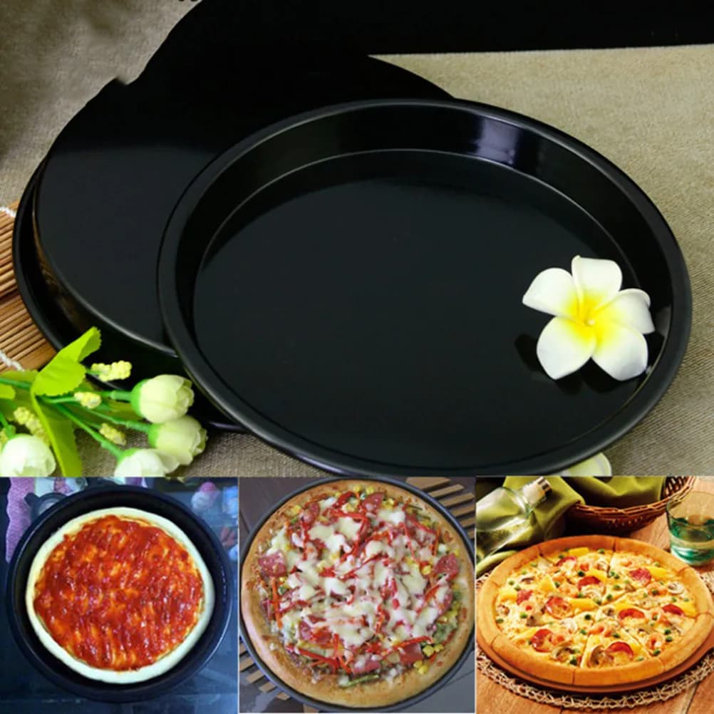1Set Baking Mold Set Cake Basket Pizza Plate Tray Air Fryer Accessories Kitchen Gadgets Black 6inch Compact Portable