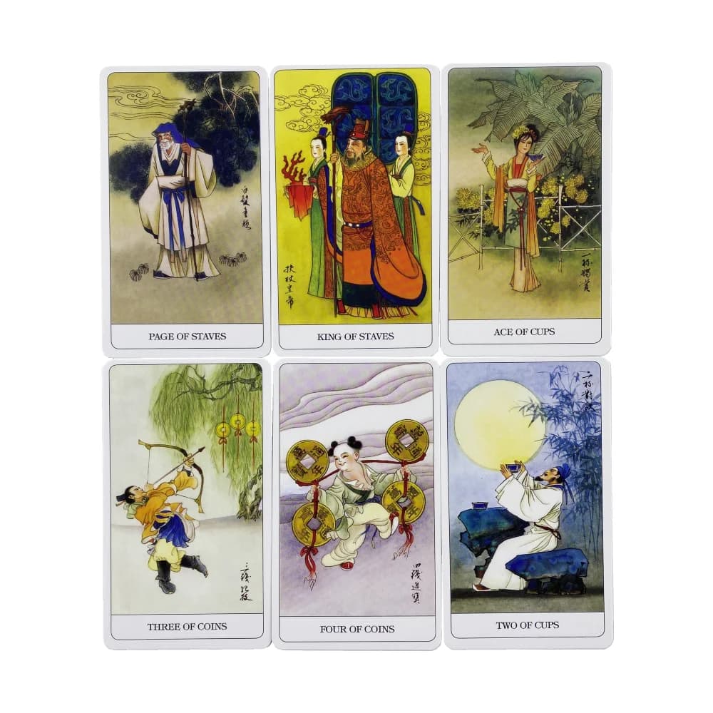 Carte dei Tarocchi Cinesi, Mazzo da 78 Carte, Edizione in Inglese per Divinazione e Visione, Gioco da Tavolo