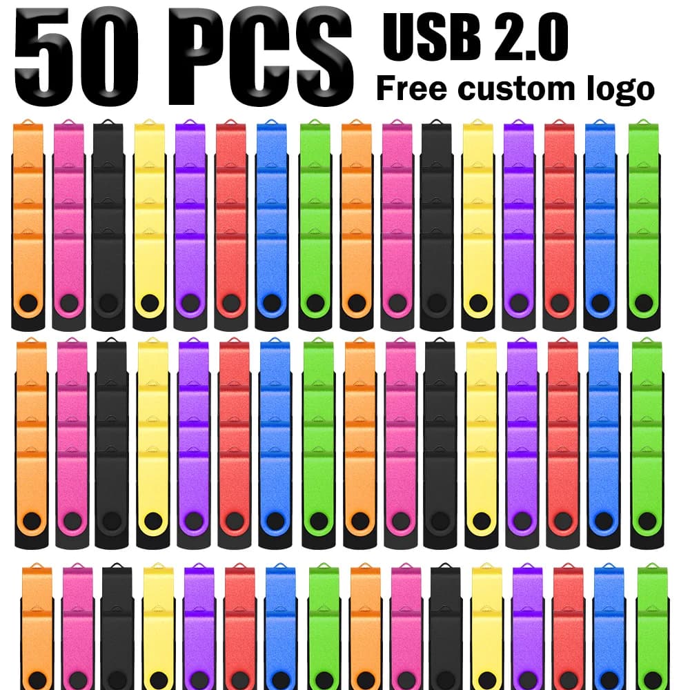 50 pz/lotto Chiavetta USB 2.0 Personalizzabile con Logo, Pen Drive 4GB 8GB 16GB 32GB 64GB, Memoria USB Reale, Chiavetta USB