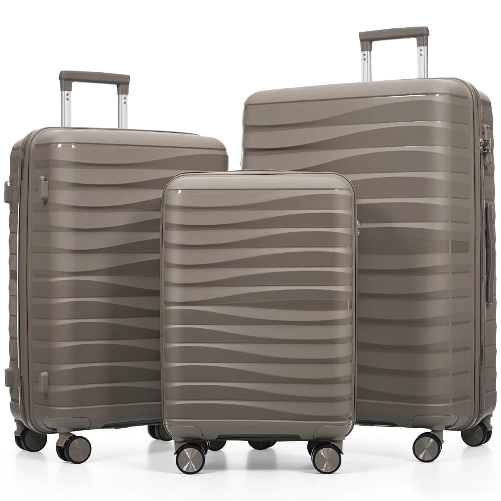 Premium PP Travel Luggage Set , 3-Piece TSA Lock Suitcase Ensemble with 20, 24, and 28 Inch Sizes with 360° Spinner Wheels,
