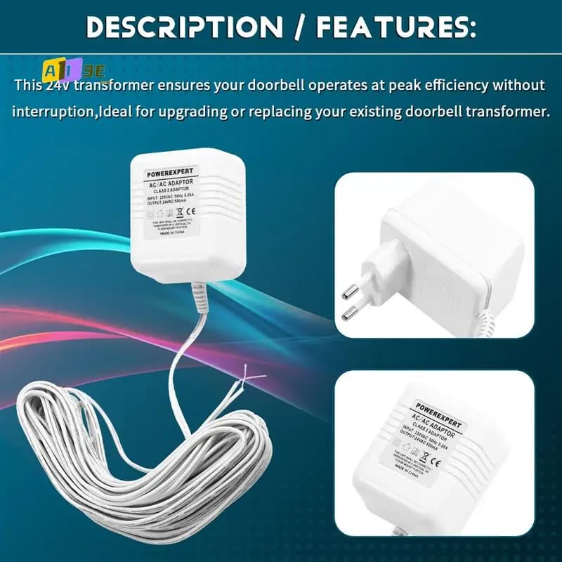 Adattatore trasformatore campanello A13E-24V per videocitofoni, prestazioni migliorate e installazione semplice