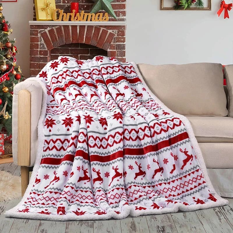 Coperta Copridivano spesso a doppio strato Stile natalizio Decorazione calda Due in uno Caldo e confortevole Morbido