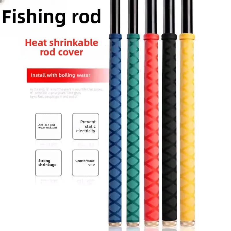 Guaina in Silicone per Canna da Pesca con Tubo Termorestringente, Antiscivolo e Assorbente, Copertura per Impugnatura 28/30/35MM