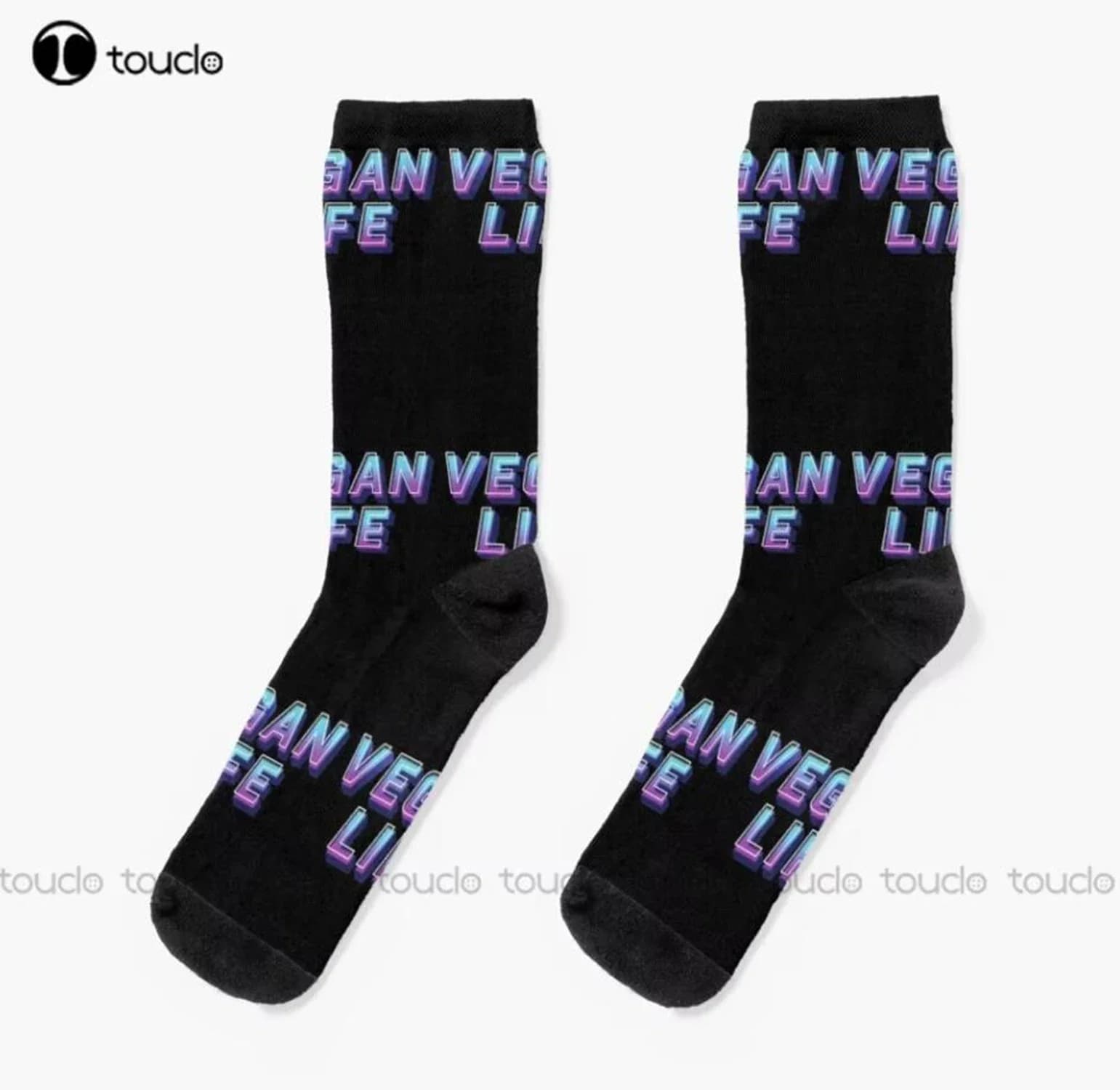 Vegan Life 90S Graffiti Veganism Quote Socks Black Long Socks