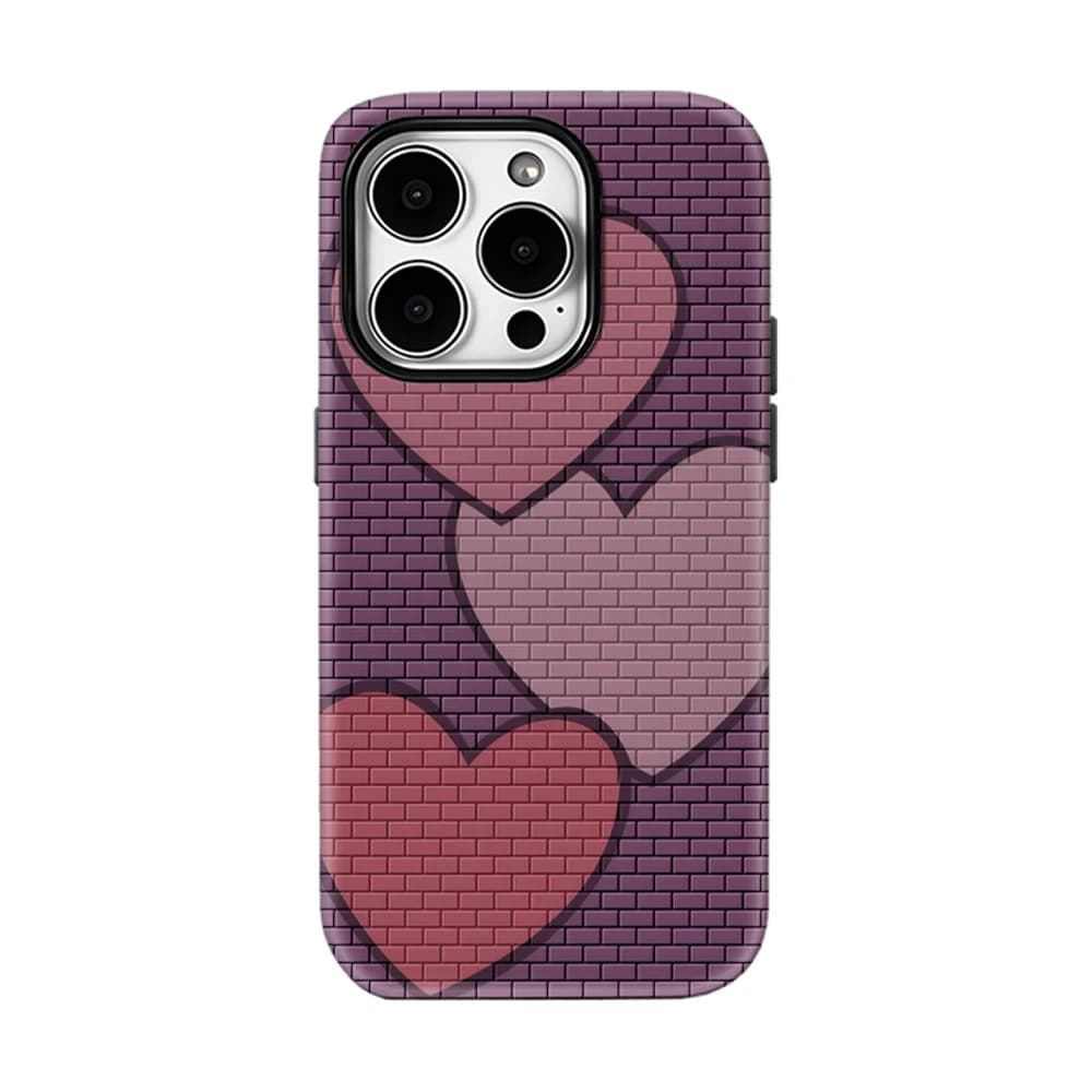Brick Heart Graffiti Phone Case for IPhone 17 16 15 14 13 Pro Max Plus for Magnetic Single Double-layer Tough Case