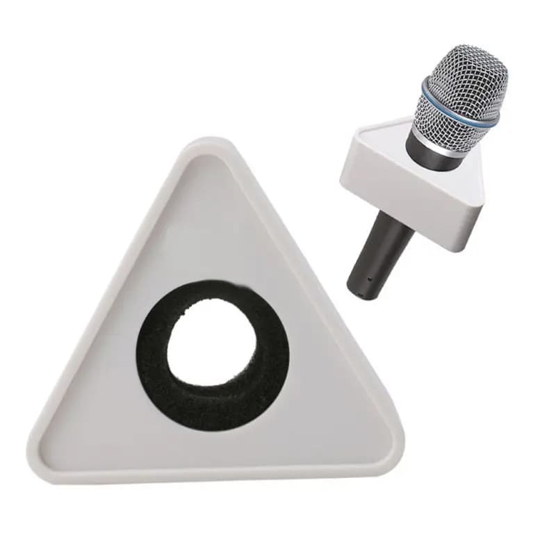 Microfono triangolare con foro nero Microfono TV Intervista Logo Flag Station Fai da te