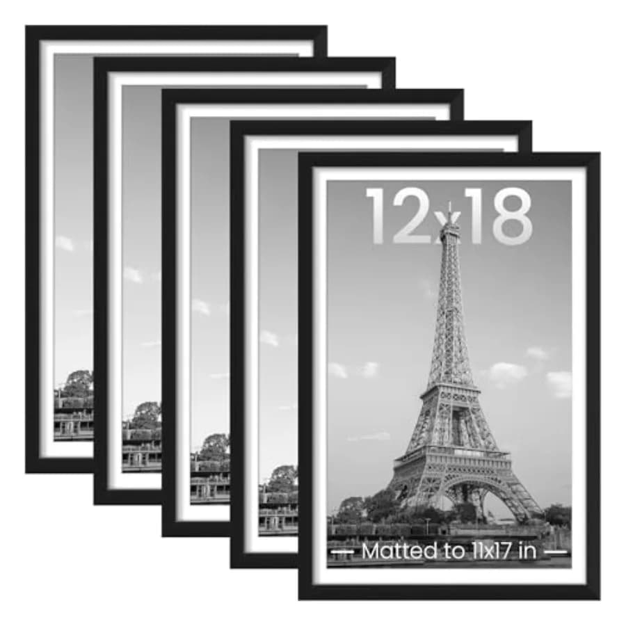 Set di 5 Cornici per Foto con Passepartout o Cornici per Poster da Parete 12 x 18