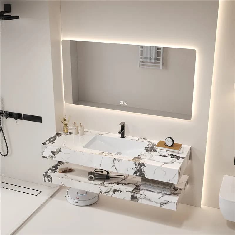 Mobile bagno angolare combinato intelligente, mobiletto da bagno nordico con piano in roccia, arredamento per la casa MH40YSG