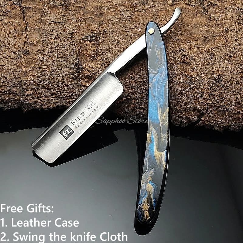 3 pz/set S45C Acciaio Ad Alto Tenore di Carbonio Bordo Dritto Rasoio Professionale Parrucchiere Barba Rasoio Manico In Acciaio Acrilico Estetista Strumenti