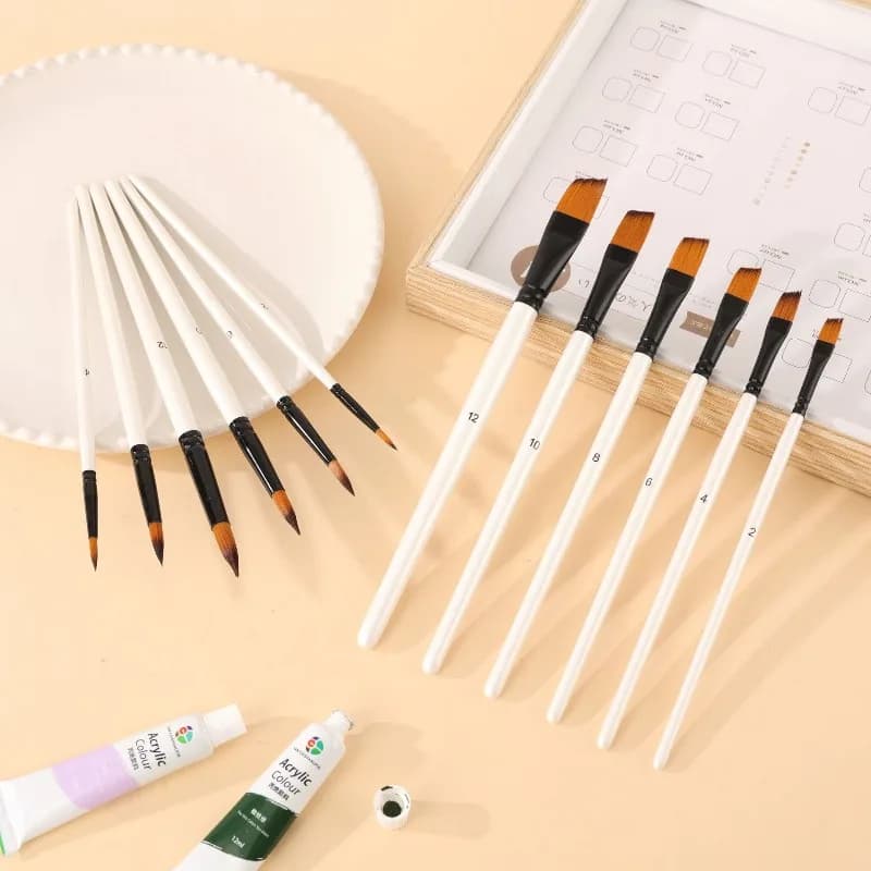 6Pcs Professional Artist Paintbrush Kit Nylon Hair Brushes for Watercolor Acrylic Painting Art Supplies
