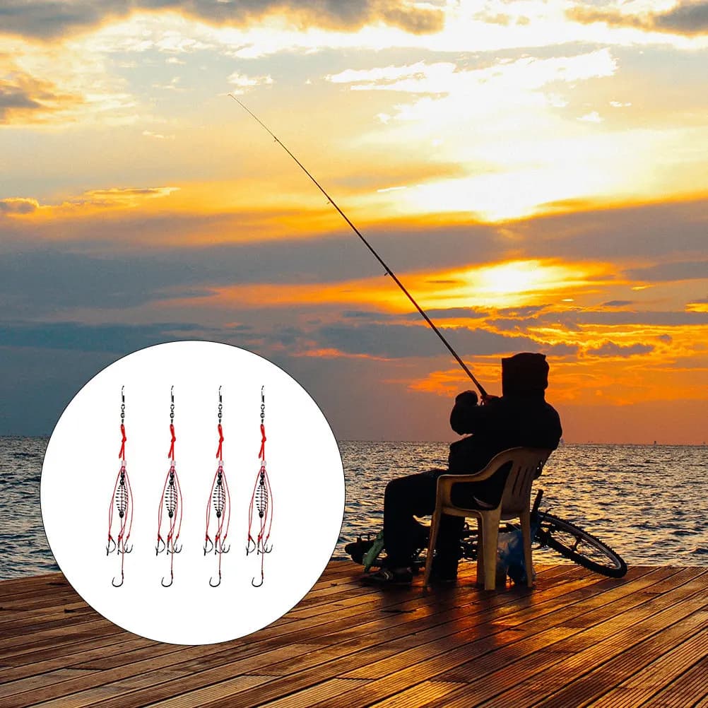 4 Pezzi Amo da Pesca per Carpa, Carpa Grassa, Granchi, Design a Molla, Filo Super Resistente, Scatola Ecologica, Attrezzatura da Pesca
