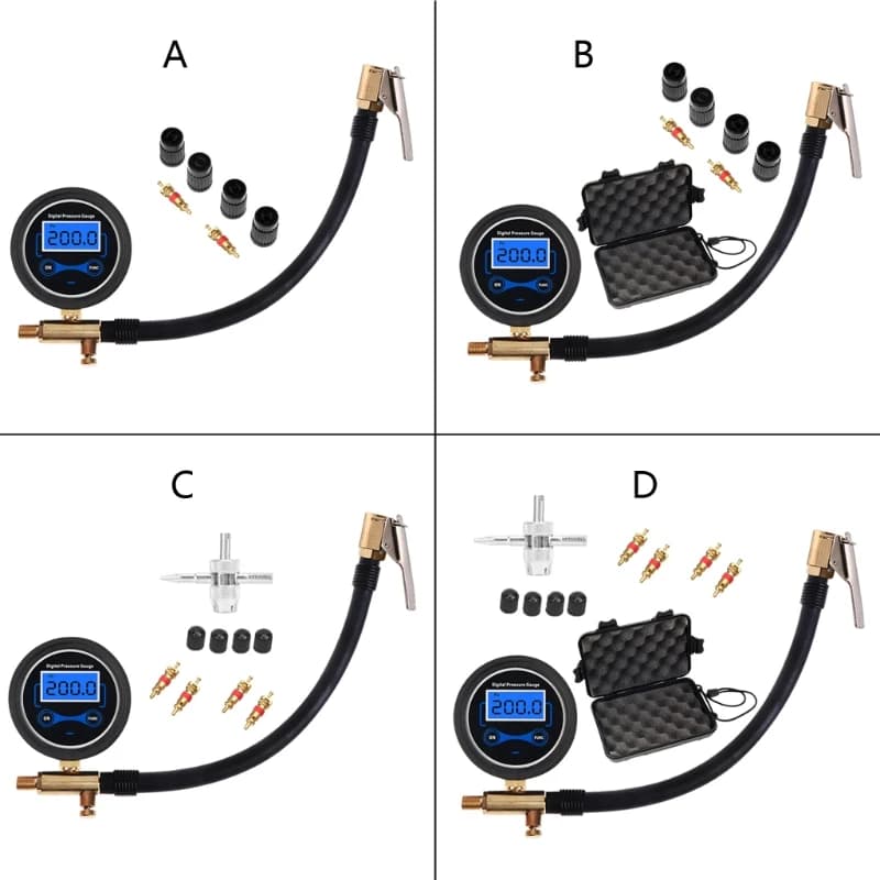 M6CF Manometro digitale per gonfiaggio pneumatici per camion per auto digitale con mandrino ad e tubo flessibile per per