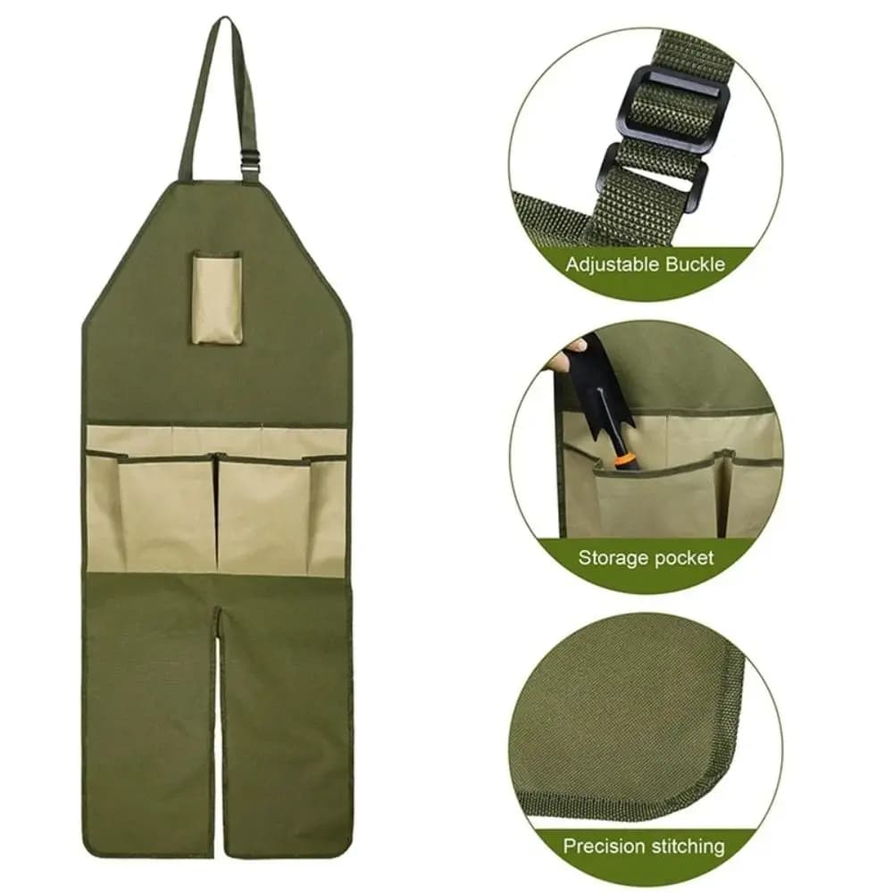 Oxford Fabric Gardening Aprons with External Large Pockets, Woodworking Aprons with Adjustable Strap, Workwear Resistant to Gardening