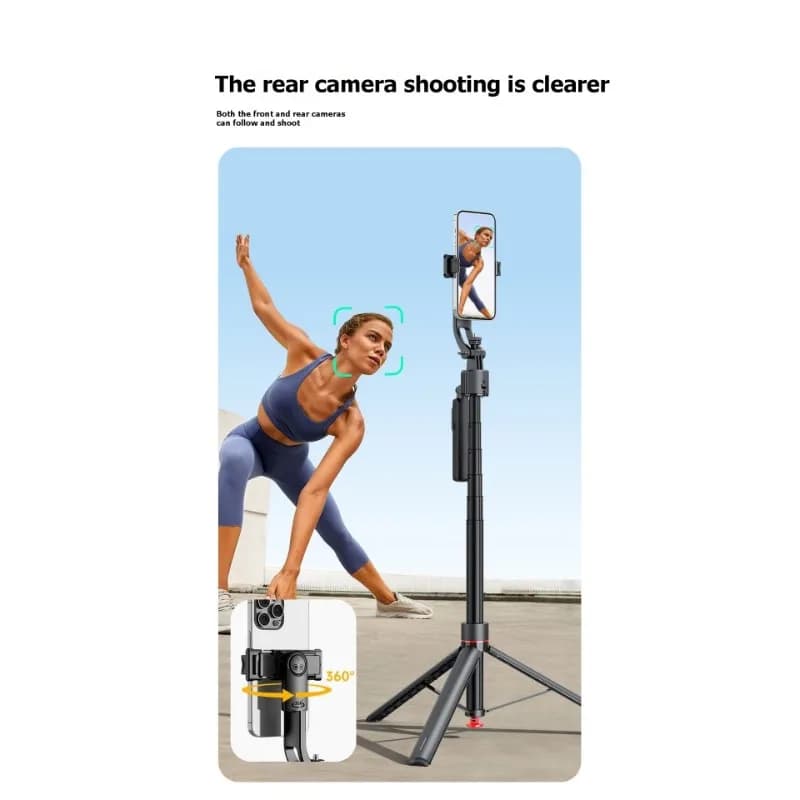 Y01A Selfie Auction with AI Tracking and Aluminium Treppiede - Bluetooth compatible, Lighting-free operation