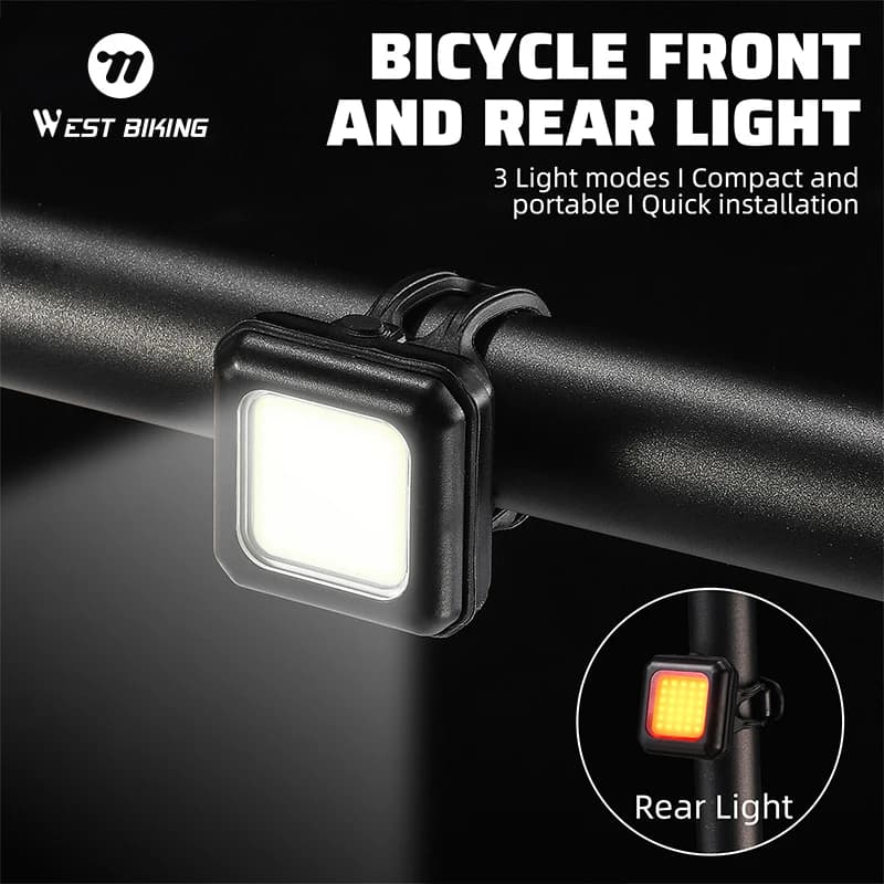 WEST BIKING Mini luci anteriori/posteriori da ciclismo 250mAh ricaricabili LED fanale posteriore ad alta visibilità luce forcella anteriore per bicicletta escursionismo