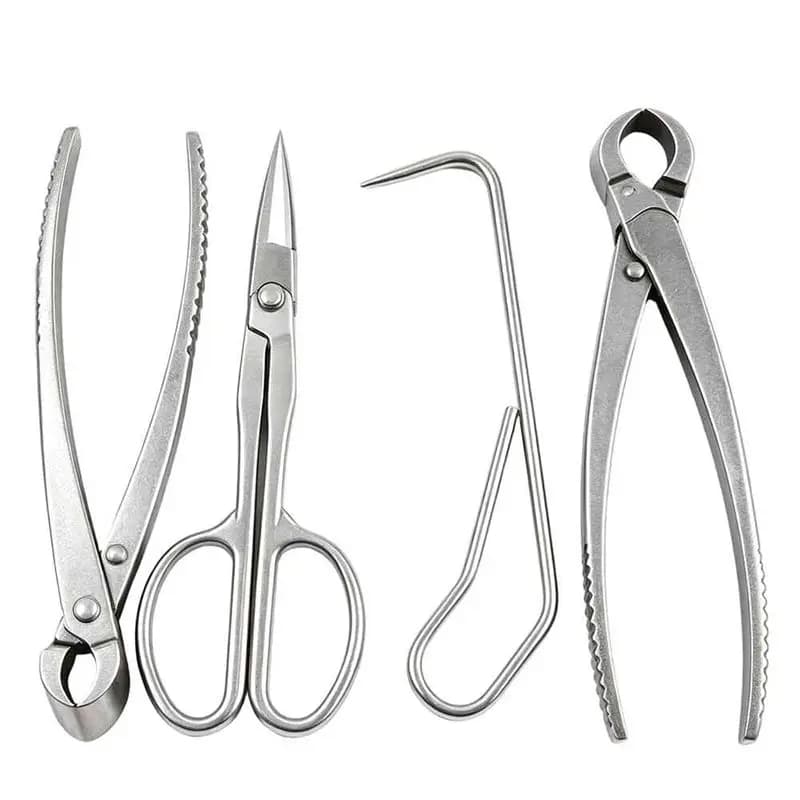 ABGH-Bonsai Tree Tools, 4 Piece Bonsai Tools Set- Knife Cutter, Concave Cutter, Plant Care And Root Hook Included Knob