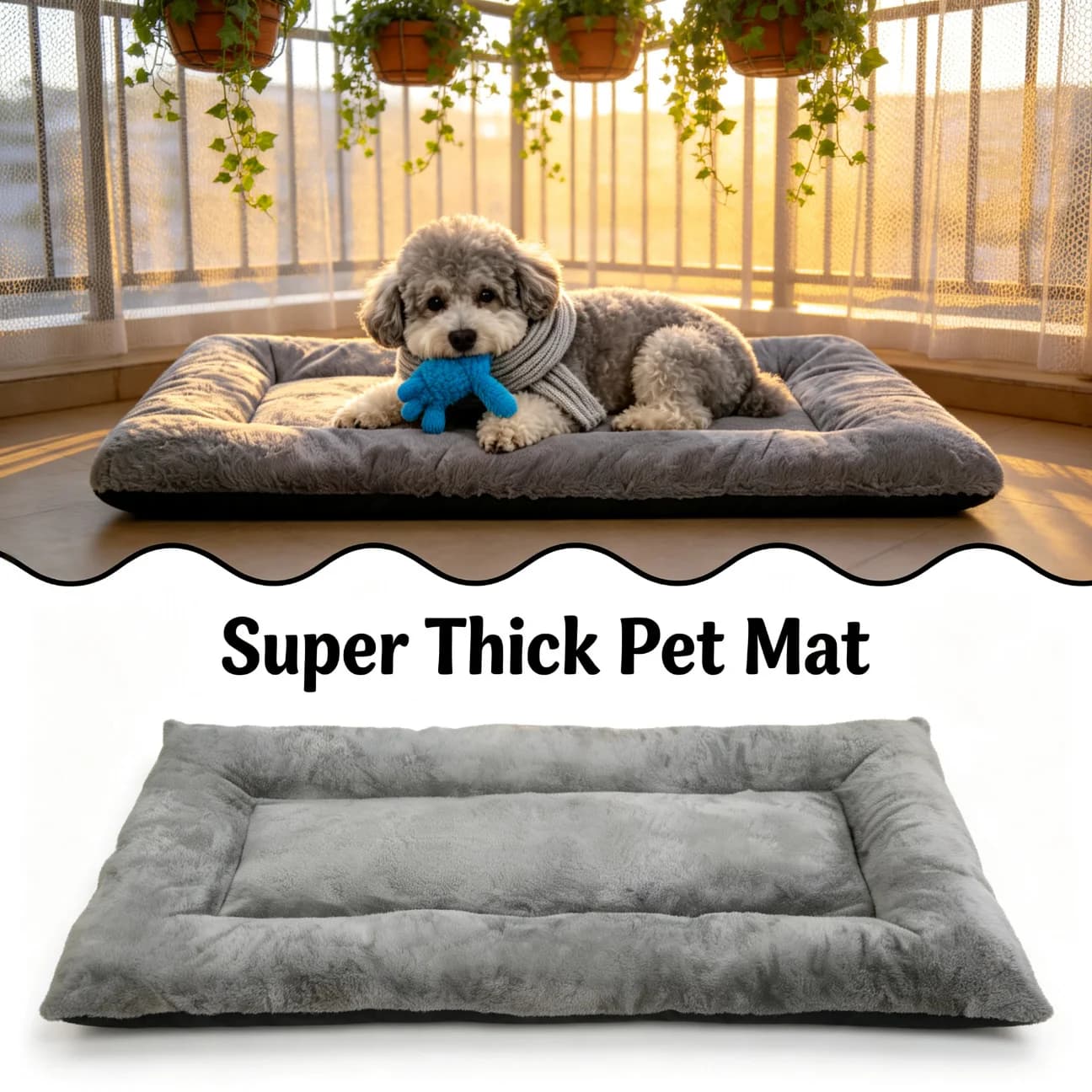 Thickened Kennel Pad for Dogs Dog Beds Crate Pad for Medium/Large Dogs Ultra Soft Washable Anti-Slip Cozy Sleeping Mat