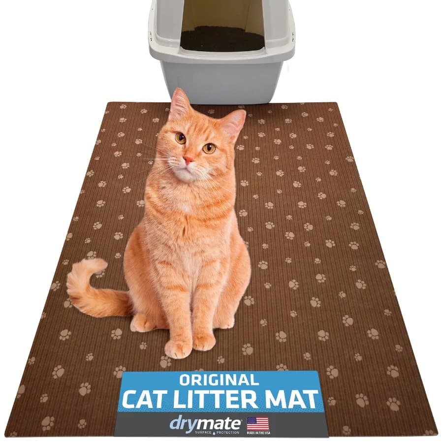Tappetino per Lettiera Gatti, Tappetino per Lettiera per Gattini, Forniture per Gattini, Impermeabile, Lavabile in Lavatrice, Extra Large 28x36, Marrone Tan con Zampa