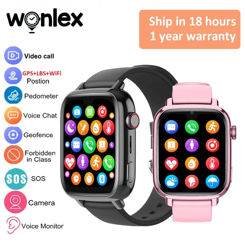 Wonlex KT34 Smart Watch per bambini 4G WiFi Videochiamata Orologio per bambini Localizzatore GPS Google Store APP Scarica SmartWatch per bambini WhatsApp