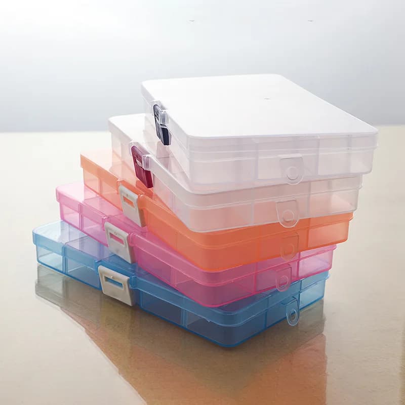 Scatola portaoggetti da scrivania trasparente combinata con 15 griglie Scatola portaoggetti da scrivania in plastica Scatola di classificazione Cancelleria per ufficio scolastico