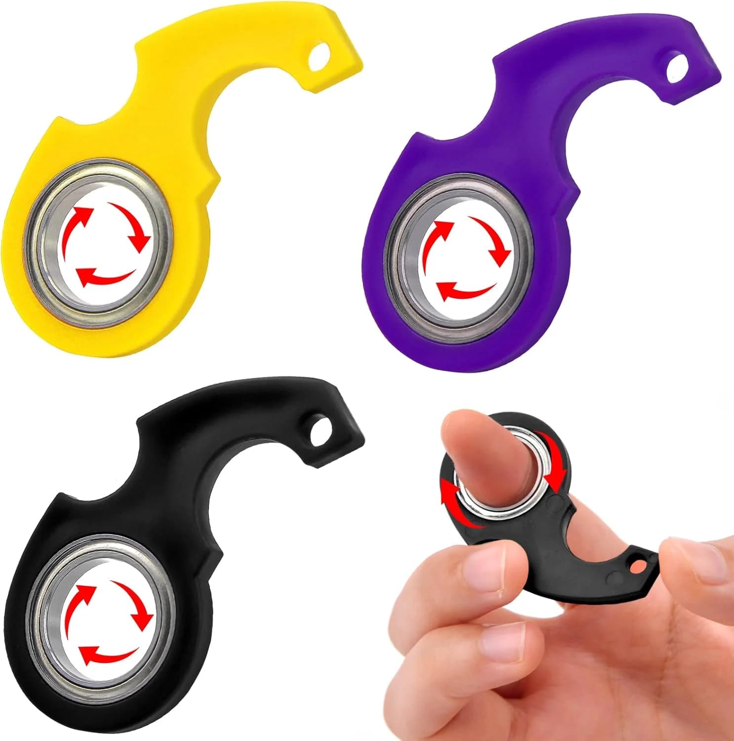 Fidget Spinner Antistress Portachiavi, Spinner da Chiavi, Giocattolo Antistress in Metallo