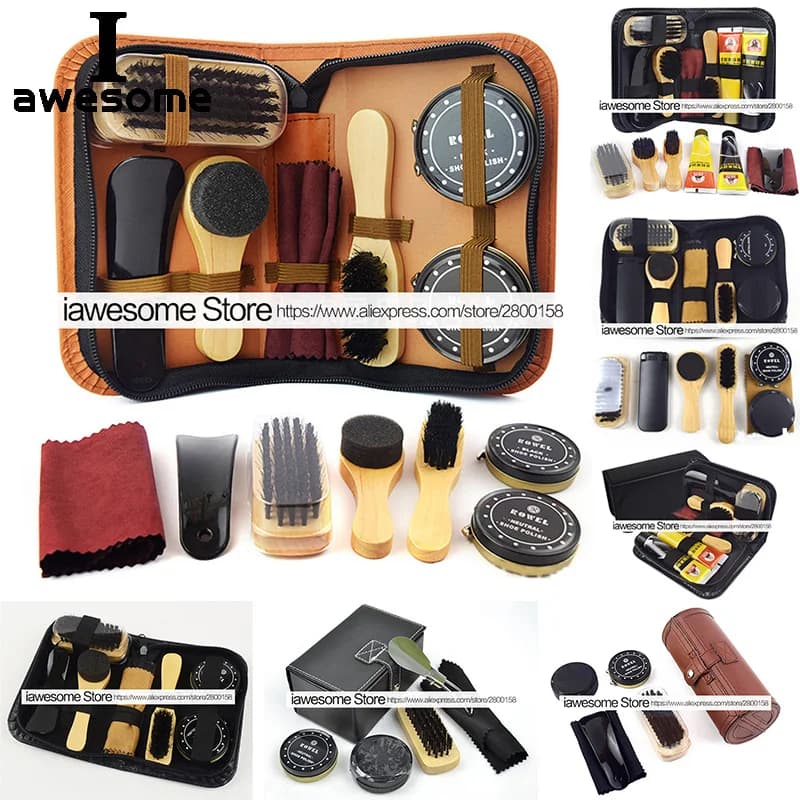 Kit professionale per la cura delle scarpe portatile per stivali Set per la pulizia delle scarpe da ginnastica pennello per lucidare strumento per lucidare la lucentezza del corno per scarpe in pelle