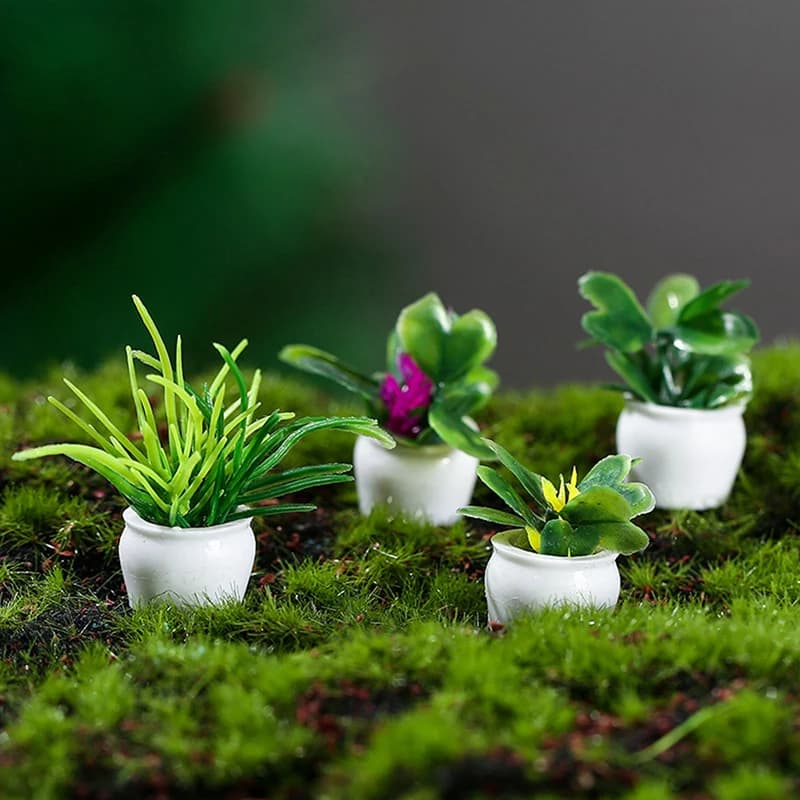 4 pezzi per pianta verde in vaso mobili per casa delle bambole decorazioni per la casa simulazione piante in vaso 1:12 casa delle bambole in miniatura mini albero in vaso