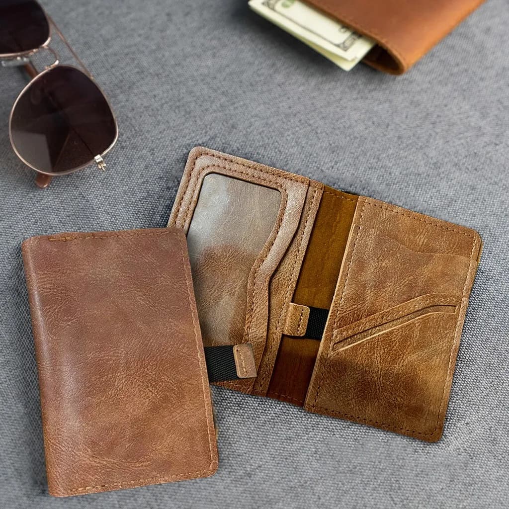 Slim Minimalist Men's Credit Card Holder Ultra Thin Wallet Male With ID Window Rfid Blocking Leather Front Pocket Wallet For Men