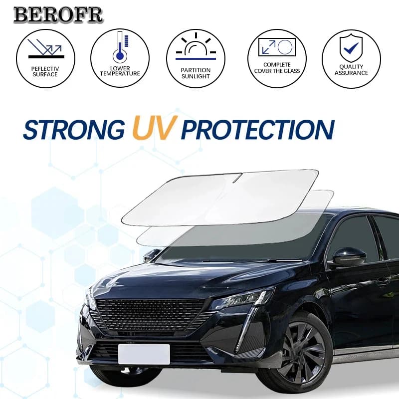 Windshield Sun Shade For Peugeot 408 Sunshade Sun Visor Protector Foldable Blocks UV Rays Keep Your Car Cooler