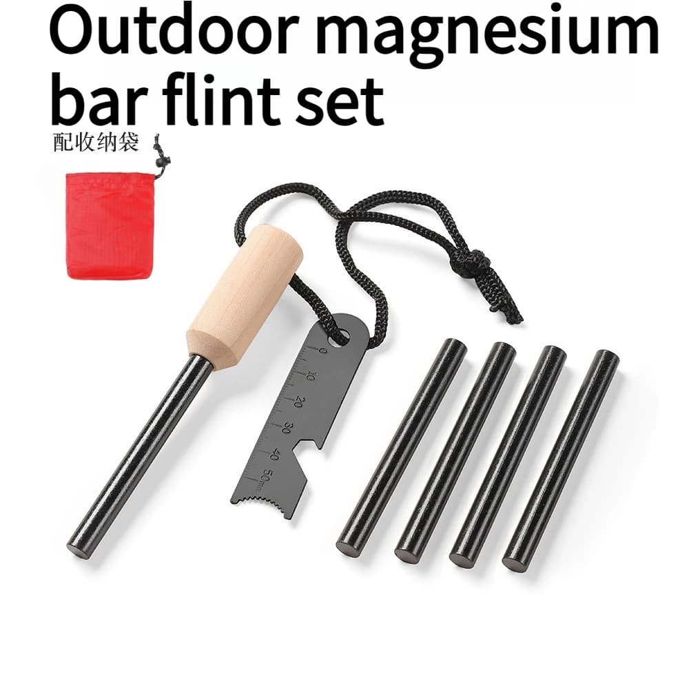 Outdoor 8X80mm Survival Magnesium Rod Flint Set EDC Portable Camping Fire Tool